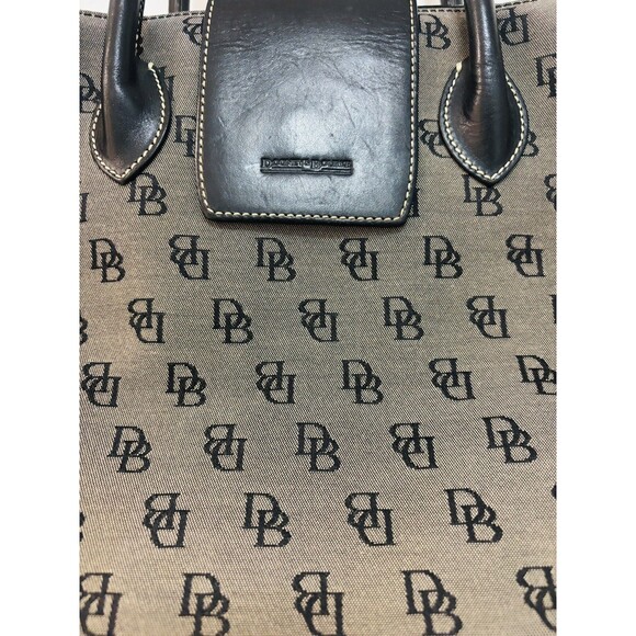 Dooney & Bourke Purse Canvas Medium Handbag Black Logo Canvas Print Tote - Picture 5 of 16